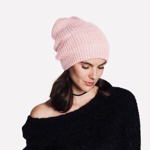 Free People Slouchy Knit Beanie Hat Blush Pink Ribbed